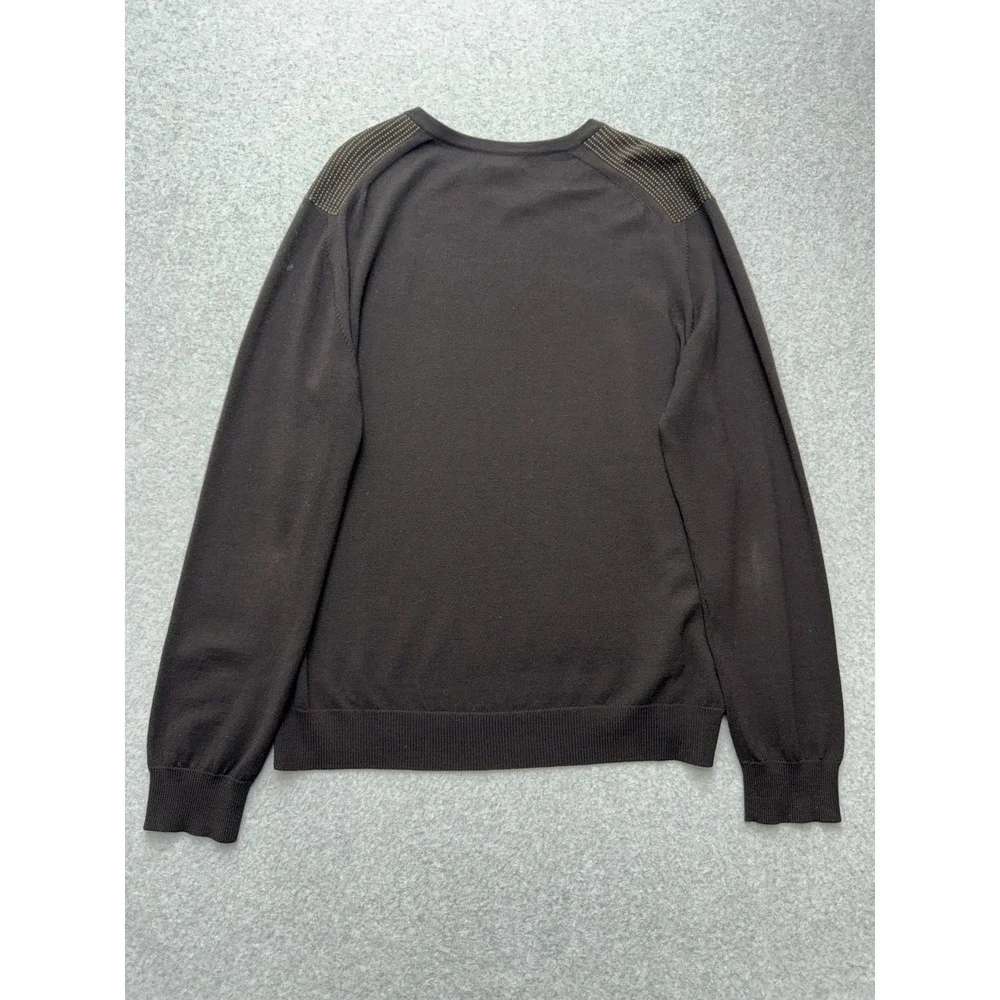 Banana Republic Sweater‎ Mens Large Black Brown Merino Wool Micro Dot Faded Vtg